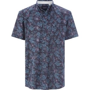 SARDOR - Overhemd - Donkerblauw - Korte Mouwen - Patroon
