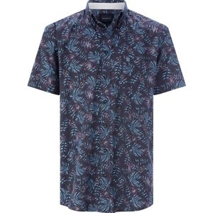 SARDOR - Overhemd - Donkerblauw - Korte Mouwen - Patroon