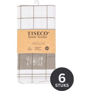 Tiseco Home Studio - Keukenhanddoek PHARAO BML - SET/6 - 100% katoen - met ophanglus - ultra-absorberend - sneldrogend- duurzaam materiaal - 50x70 cm - Taupe