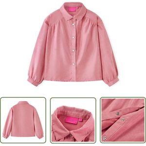 vidaXL Meisjesblouse - Kinderblouse - Kinderblouse met lantaarnmouwen 92 oudroze - Roze Blouse - Kindermode - Babykledij
