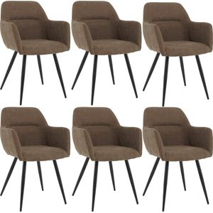 Lina® Nova Eetkamerstoel - Bruin - Set van 6 - Stof