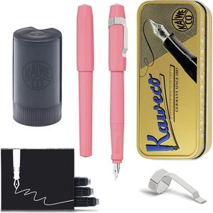 Kaweco - Cadeauset - Vintage blikje - Vulpen met Clip -  Perkeo Peony Blossom - Roze - Fine - Zwarte Twister - Doosje vullingen