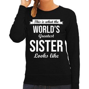 Worlds greatest sister / zus cadeau sweater zwart voor dames - verjaardag / zussen / kado trui L