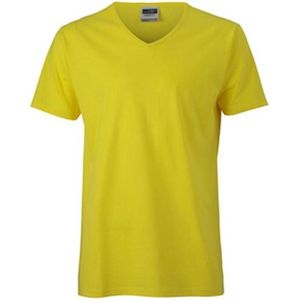 James and Nicholson Heren Slim Fit V Hals T-Shirt (Geel)