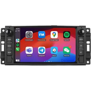 Carplay autoradio geschikt voor Chrysler 300C Sebring Aspen | 2007 t/m 2014 | Android 13 | Draadloos Apple Carplay & Android Auto | 2GB + 64GB | 4-Core processor | Denago | 2025 model | 2007 2008 2009 2010 2011 2012 2013 2014 | Bluetooth & Wifi