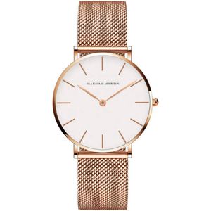 Hannah Martin Elegante Horloge | Rose Goud | Witte Plaat | Borasi | Dames Horloges | Vrouwen Horloges | Best Verkochte Horloges | Leuke Cadeau | Cadeau Voor Haar | Cadeau Voor Moeder