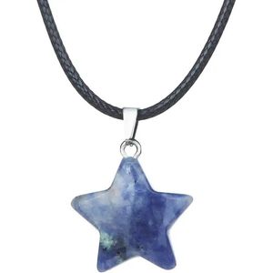 Blauwe Steen - Kunstmatige edelsteen hanger - ster - sterren - spiritueel - chakra