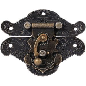 Antieke Embossing Klink Hasp Klink Slot Houten Case-Klink-Kleine Doos-Hardware Gegraveerde Ontwerpen Scharnieren-Schroeven Voor Hout Lade-Sieraden Doos-Kast-L () .