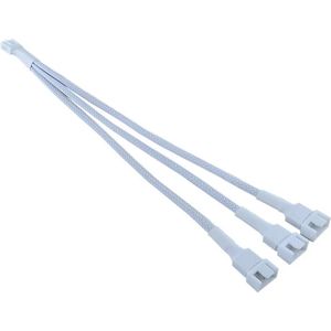 Nereb - PC Fan Splitter Kabel 1 Naar 3 – 4-Pin PWM / 3-Pin – 26 cm – Verlengkabel voor Case Fans – Wit – Voor CPU Cooler & Behuizing Ventilatoren