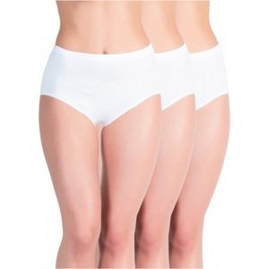 3 stuks Katoenen dames slips - High Waist - Wit - Maat 48/50