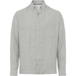 Brax - Casual Overhemd - Grijs - 100% Linnen - Normale Fit - Lange Mouwen