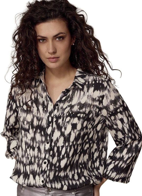Tramontana - Blouse - Zwart - Print met Zilverlurex