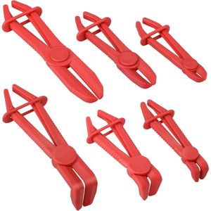 Allecto Premium - 6-delige slangklem tangen set voor remleiding en brandstofleiding - Rood