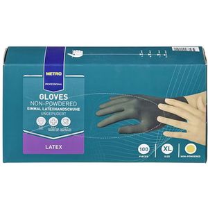 Wegwerp handschoenen, latex, poedervrij, maat XL, zwart, 100 stuks