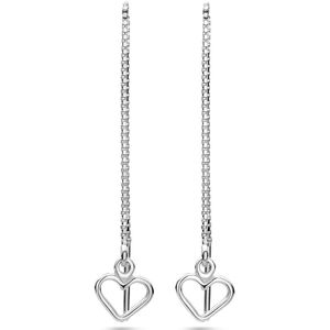 Zilver Gerhodineerd Doortrekoorbellen Hart 1338622