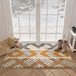 Binnendeurmat 60 x 90 cm antislip vuilvangermat wasbare deurmat entreetapijt voor entree, voordeur, binnen en buiten (geel)