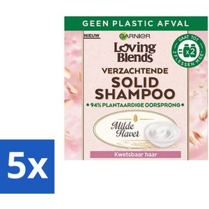 5 x Garnier - Loving Blends Milde Haver - Solid Shampoo Bar - Kwetsbaar Haar - 60 g - Shampoo Bar - Milde Shampoo - Kwetsbaar Haar - Haarverzorging - Duurzaam Haarverzorging