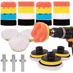 Selbro ® Polijstset voor auto's - 25-delige set met polijstkussens, M10-booradapters en accessoires voor koplampen en carrosserie
