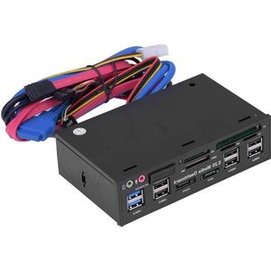 Multifunctioneel kaartlezer-dashboard voorpaneel met USB en audiohub - 5,25 inch.