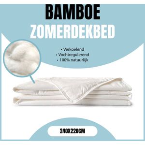 Eleganzzz Bamboe Viscose Zomerdekbed - Bamboe Dekbed 240x220cm - Zomerdekbed - Dekbed Zomer - Lits Jumeaux Extra Lang - Dekbedden