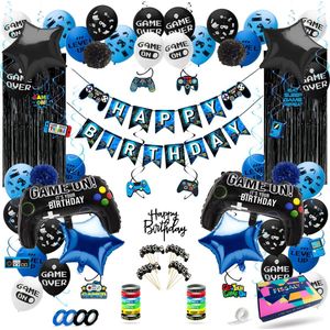 Fissaly® 106 Stuks Video Game Verjaardag Versiering Set met Fortnite Dansjes Ballonnen - Blauw