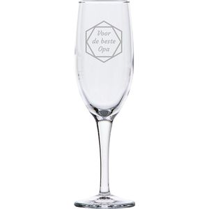 Gegraveerde Champagneglas 16,5cl voor de beste Opa in hexagon