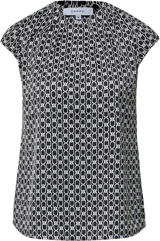 COMMA - Blouse - Duifblauw - Dierenprint - Kwartmouw