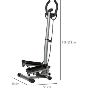 Gran Vida® - Fitness Stepper - Compact Design - Multifunctioneel - Voor Krachtige Cardio- en Spiertraining - Geschikt voor Thuisgebruik - Zilver