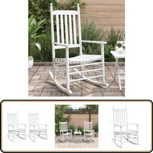 vidaXL Schommelstoelen - 2 stuks - Massief vurenhout - Wit Schommelstoel - Schommelstoelen - Tuinstoelschommelstoel - Tuinstoel