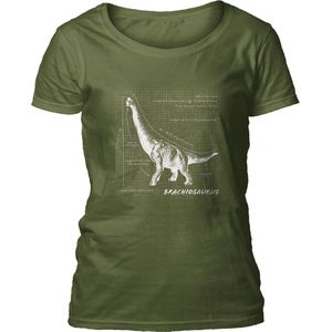 Ladies T-shirt Brachiosaurus Fact Sheet Green L