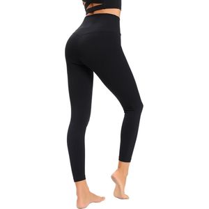 Hardlooplegging voor dames, hoge taille, buikcontrole, yogabroek met verborgen binnenzakken, atletische legging - kleur zwart - maat L