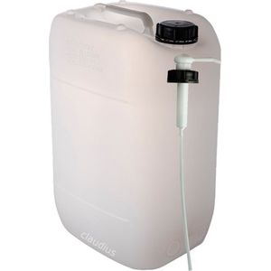 Jerrycan 25 Liter transparant | met pomp | geschikt voor water | UN gekeurd | benzine | handig stapelbaar | food grade | inclusief dop | totaal te legen