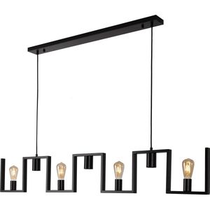 Ylumen - Hanglamp Row 7 lichts - L 158 cm - Zwarte hanglamp - 4x E27 fitting en 3x GU10 – Lange hanglamp -Goed gericht licht op tafel – Hanglamp boven eettafel - Sfeer in de woonkamer – Zwart