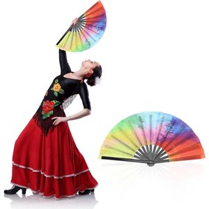 Kleurrijke Doek Handheld Fans - Bamboe Opvouwbaar - Voor Bruiloft Decoratie, Huwelijksgeschenken, Feestartikelen - DIY Decoratie