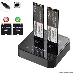 1:1 Dual M2 NVME SSD Docking Station met Cloner B+M-Key/M-Key - Dual M2 NVME SSD Duplicator Cloner/Copier Standalone - USB-C USB3.2 Gen. 2x1 (DOCK-M2-NVME))