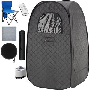 Tectake - ThermaLuxe I - Mobiele Stoomsauna - Donkergrijs/Zwart - 1000 W - 15 Temperatuurstanden