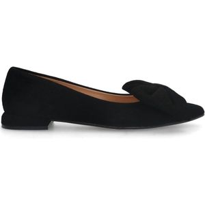 Manfield - Dames - Zwarte suède loafers met strik - Maat 41