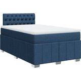 vidaXL - Boxspring - met - matras - stof - blauw - 120x190 - cm