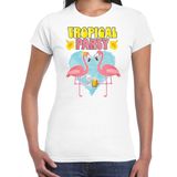 Toppers in concert - Bellatio Decorations Tropical party T-shirt voor dames - tropisch feest - wit - carnaval/themafeest XXL