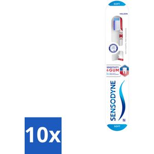 10 x Sensodyne - Tandenborstel - Gevoeligheid & Tandvlees - Tandvlees Versterkend - 1 tandenborstel - Tandenborstel Sensodyne
