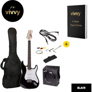 Elektrische Gitaar Met Versterker - Elektrische Gitaar Set - Elektrische Gitaar Volwassenen Multifunctioneel - 100% Tevredenheidsgarantie - Zwart - 6 Snaren - Incl. Versterker