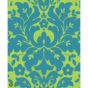 Dutch Wallcoverings Schuimvinylbehang barok groot - Groen/blauw