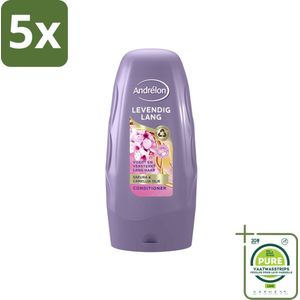 5 x Andrélon - Levendig Lang - Conditioner - 250 ml - Grootverpakking - Haarverzorging - Conditioner - Lang Haar - Sakura Olie - Camellia Olie