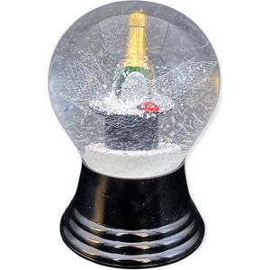 Vienna Original Snow Globe - Sneeuwbol - Champagnefles in hoed - Ø8 cm - hoogte 11,5 cm