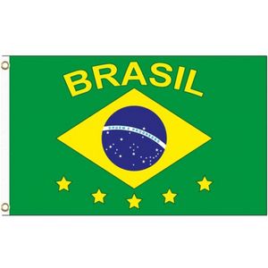 Rainbow vlaggen - Brazilie vlag met tekst Brasil 150 x 90 cm