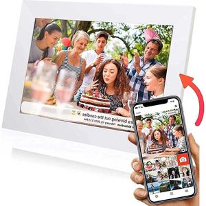 Mrs. Jones Eenvoudig te gebruiken Wi-Fi digitale fotolijst - 10 inch - Stuur foto of video via gratis telefoonapp - Aanraakscherm - Automatisch slapen en draaien landschap of portret - 16 GB Digitale fotolijst