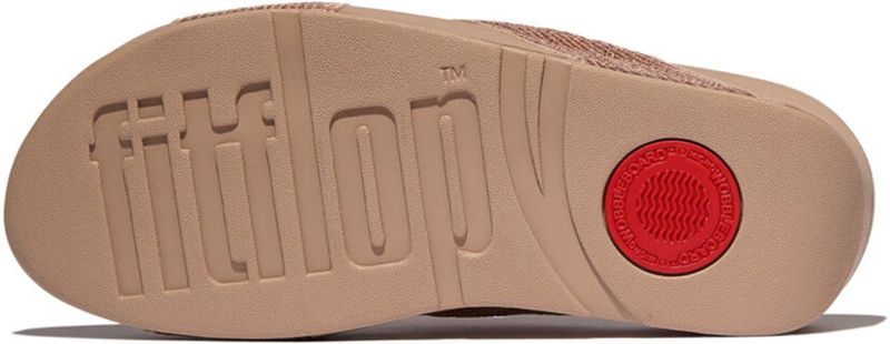 FitFlop - Lulu Crinkled-Shimmer Cross Slides - Metallic Classic Beige - Slippers
