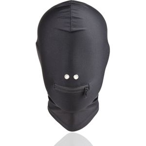 KG BDSM Hoofdmasker Lycra - Spandex - Open Mond Met Rits - Dichte Ogen - voor vrouw - man - unisex