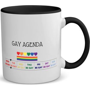 Akyol - pride cadeau mok - koffiemok - theemok - zwart - Lgbt - lgbt pride - pride vlag - gay cadeau - gay pride accessoires - homo - lgbtq vlag - accessoires - koffie mok cadeau - mok met tekst - thee mok cadeau - 350 ML inhoud