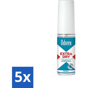 5 x Odorex Extra Dry Pompspray 30 ml - Parfumvrij - Allantoïne - Gevoelige Huid - Hygiënisch - Compact
